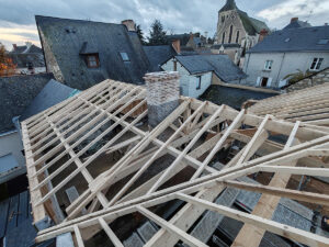 Charpente bois traditionnelle réalisée en Maine-et-Loire